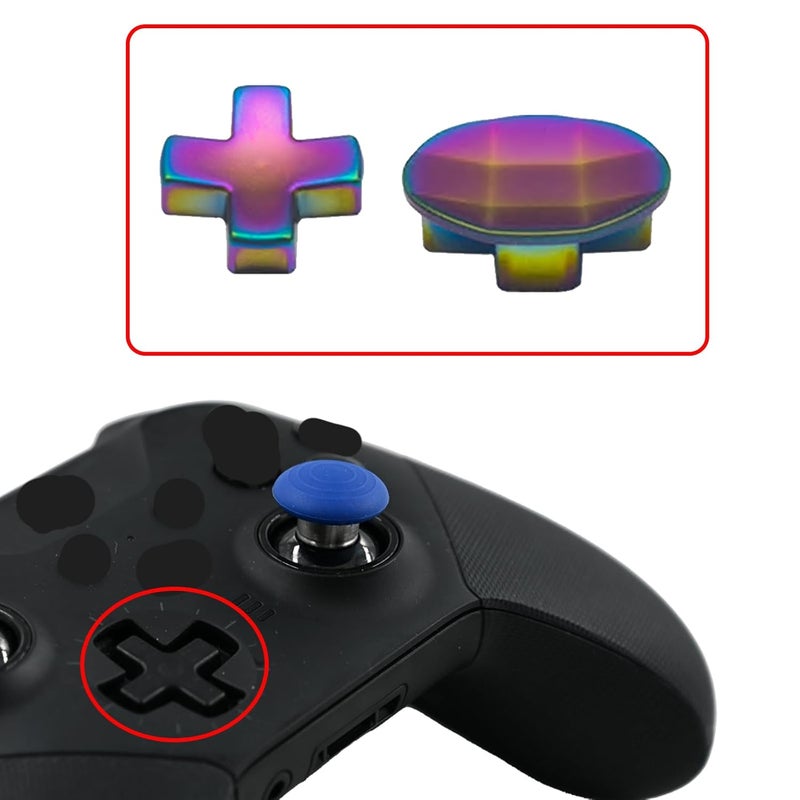 Anglepingping Store 2 Pack Metal D-Pads for Xbox One Elite Series 2 ,Standard D pad and Faceted D Pad Replacement Accessories for Xbox One Elite Series 2 Cord Controller(Rainbow) - Image 5